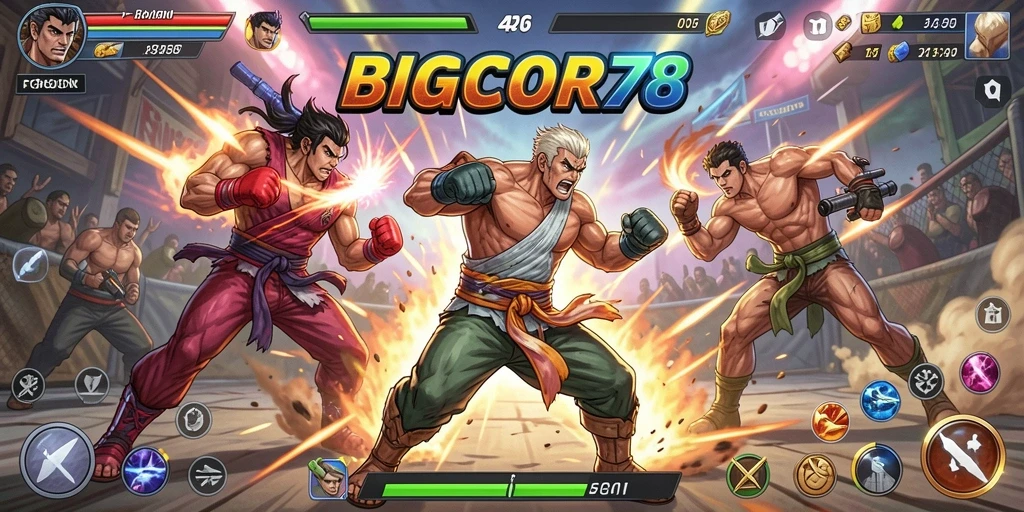 Tampilan aksi seru dalam gameplay BIGCOR78 yang menantang.