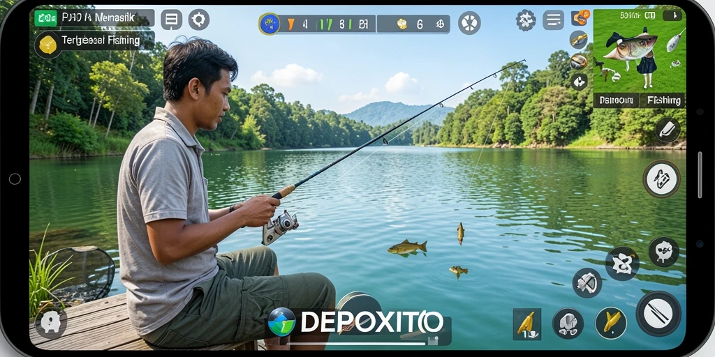 Tampilan gameplay menarik dari DEPOXITO dengan aksi memancing yang seru.