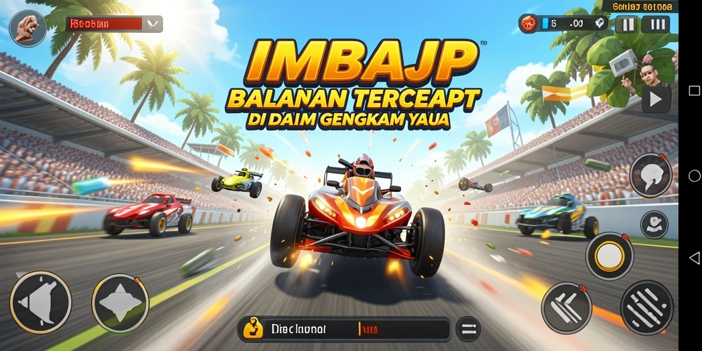 Tampilan aksi balapan mendebarkan dalam IMBAJP dengan grafis menawan.