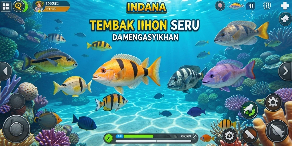 Tampilan gameplay seru dalam permainan Tembak Ikan INDAAA.