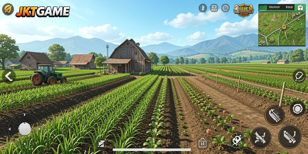 Tampilan gameplay JKTGAME dengan aktivitas bertani yang seru.