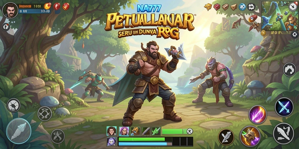 Screenshot gameplay NA777 yang menampilkan pertarungan epik dalam dunia RPG.