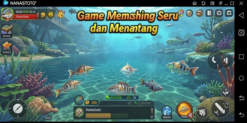 Screenshot NANASTOTO menampilkan momen menegangkan saat menangkap ikan besar.