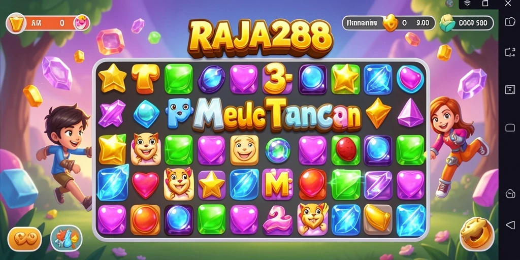 Tampilan gameplay seru dalam RAJA288 dengan buah-buahan berwarna-warni.