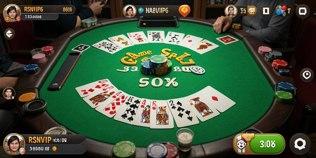 Tampilan gameplay menarik dari game Gaple RSNVIP6 dengan banyak pemain.